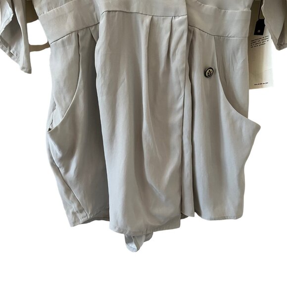 Ever Women's 100% Silk Wrap Front Romper Light Gray Size Small Rare NWT - Picture 5 of 16